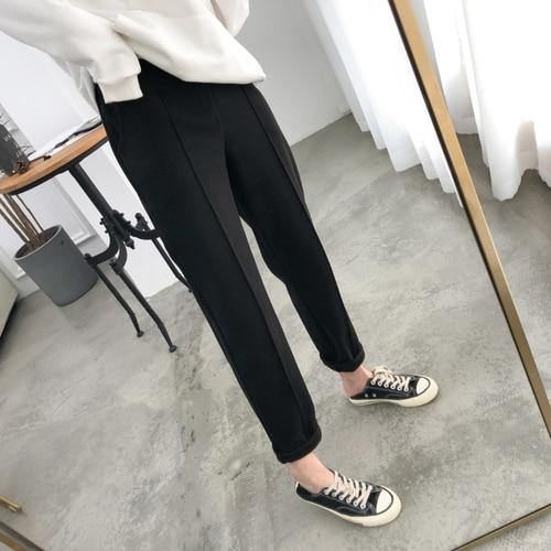 Thicken Dame Pencil Pants 2021 Forår Vinter Plus Size Ol Style Uld Kvinde Arbejdsdragt Bukser Løse Damebukser Capris