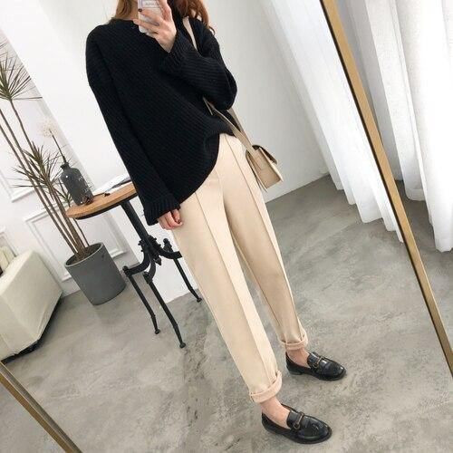 Thicken Dame Pencil Pants 2021 Forår Vinter Plus Size Ol Style Uld Kvinde Arbejdsdragt Bukser Løse Damebukser Capris