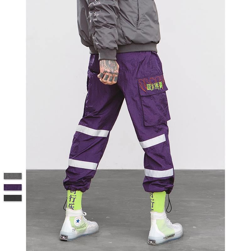 Windbreaker Bukser Nat Sporting Fluorescerende Loose Fit Bukser Streetwear Brand Tøj Street Sweatpants