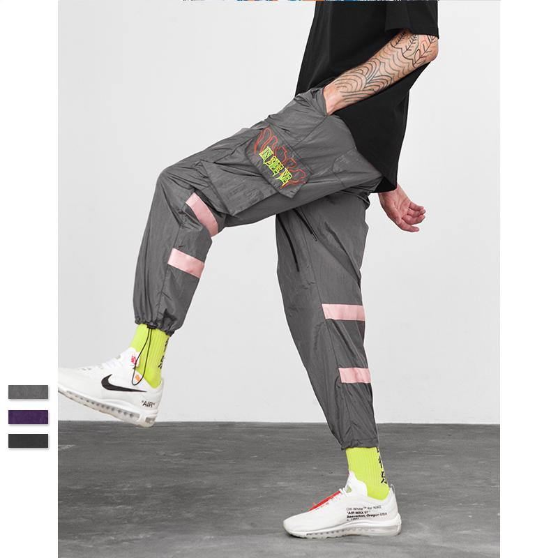 Windbreaker Bukser Nat Sporting Fluorescerende Loose Fit Bukser Streetwear Brand Tøj Street Sweatpants