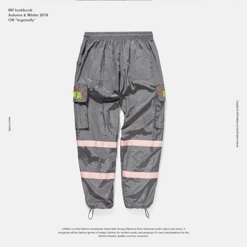 Windbreaker Bukser Nat Sporting Fluorescerende Loose Fit Bukser Streetwear Brand Tøj Street Sweatpants