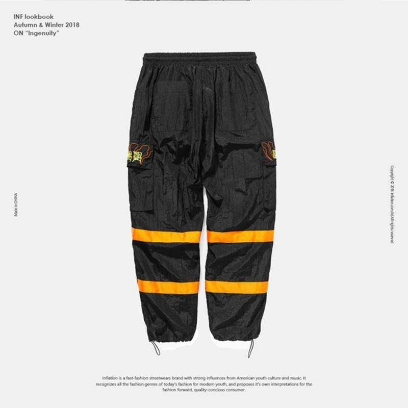 Windbreaker Bukser Nat Sporting Fluorescerende Loose Fit Bukser Streetwear Brand Tøj Street Sweatpants