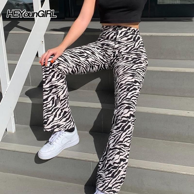 Zebra Dyreprint Elegante Bukser Capris Harajuku Højtaljede Bukser Dame Casual Kontorbukser Kvinder Streetwear 2023