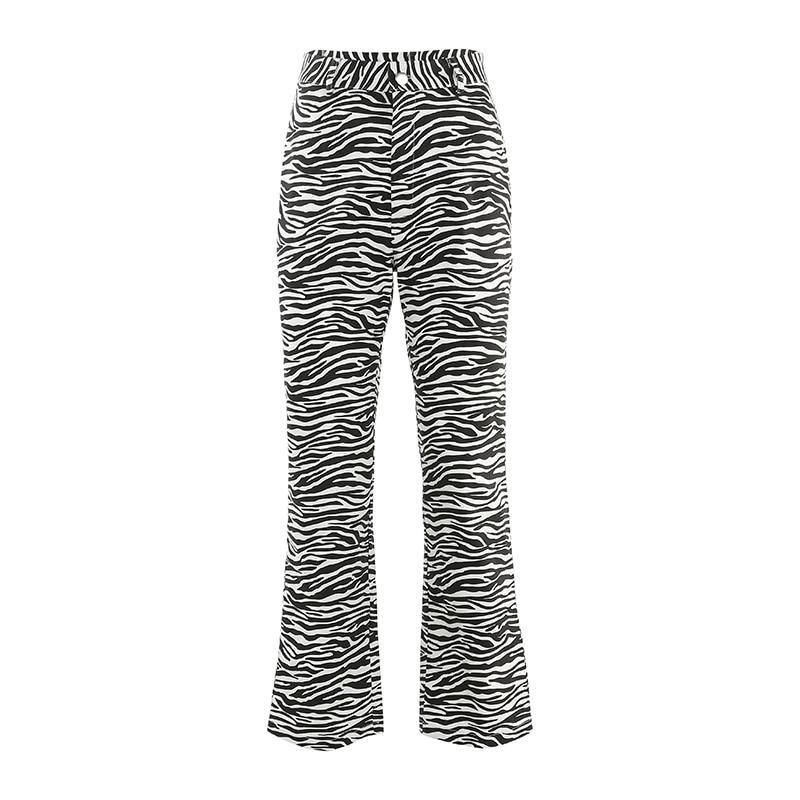 Zebra Dyreprint Elegante Bukser Capris Harajuku Højtaljede Bukser Dame Casual Kontorbukser Kvinder Streetwear 2023