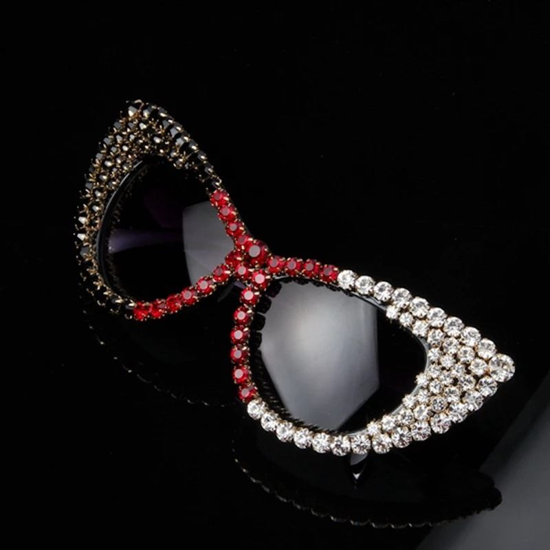 Farve Pearl Rhinestone Kat Eye Kvindelig Personlighed Diamant Briller Solbriller