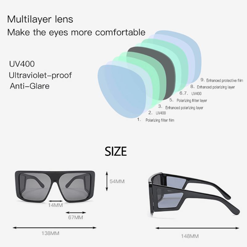 Mænd Full Frame One-piece Lens Vindtæt Uv-beskyttelse Mode Solbriller