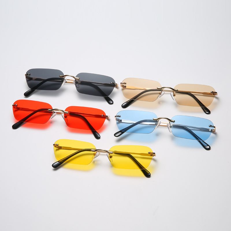 Personality Square Rimless Solbriller Herre Og Damer Tide Ocean Lens Briller