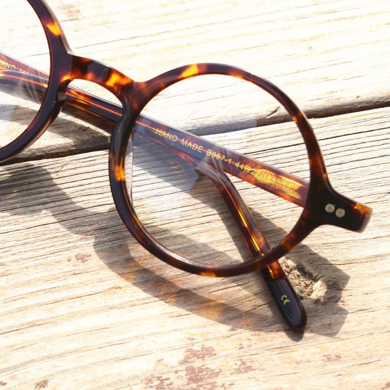 Plade Tortoiseshell Myopia Frame Retro Lille Rund Stel