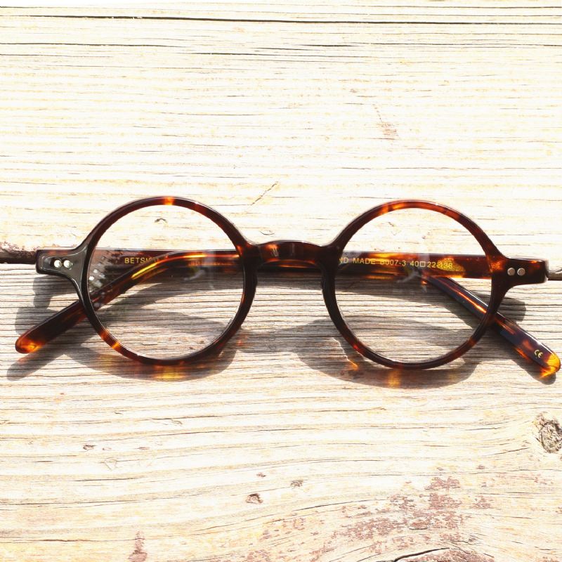 Plade Tortoiseshell Myopia Frame Retro Lille Rund Stel