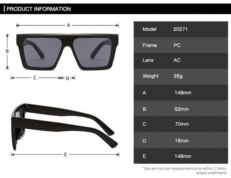 Square Mode Solbriller Gradient Catwalk Outdoor Trend Solbriller