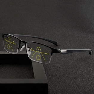 Unisex Anti-blue Light Dual-use Letvægts Multi-focus Half Frame Læsebriller Presbyopiske Briller