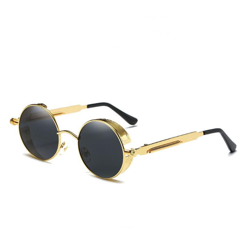 Uv400 Vintage Steampunk Runde Spejllinse Solbriller Udendørs Sport Hisper Eyewear Til Mænd Kvinder