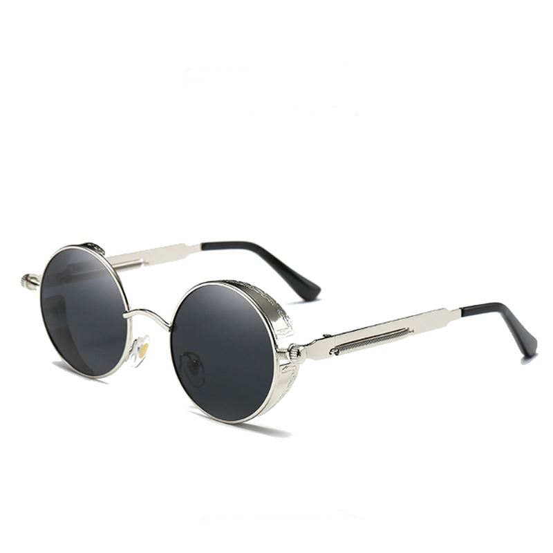 Uv400 Vintage Steampunk Runde Spejllinse Solbriller Udendørs Sport Hisper Eyewear Til Mænd Kvinder