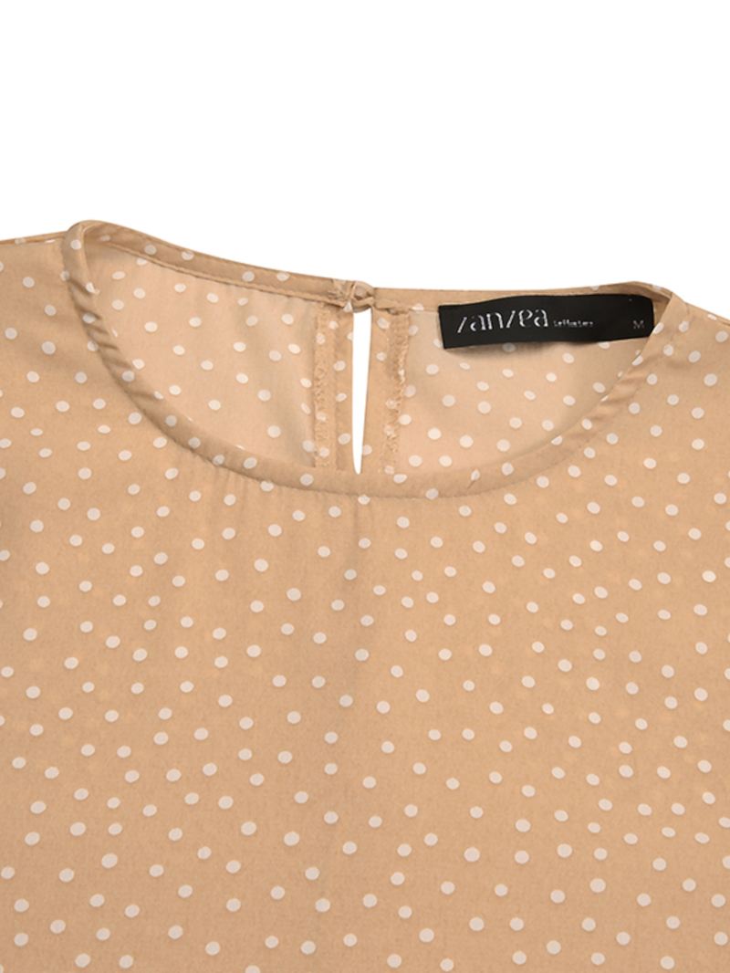 Polka Dot Med Tryk Frill Trim Lace Up Casual Lange Pufærmede Maxikjoler Til Kvinder