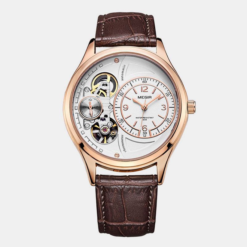 Business Style Mænd Armbåndsur Hollow Dial Automatisk Mekanisk Ur