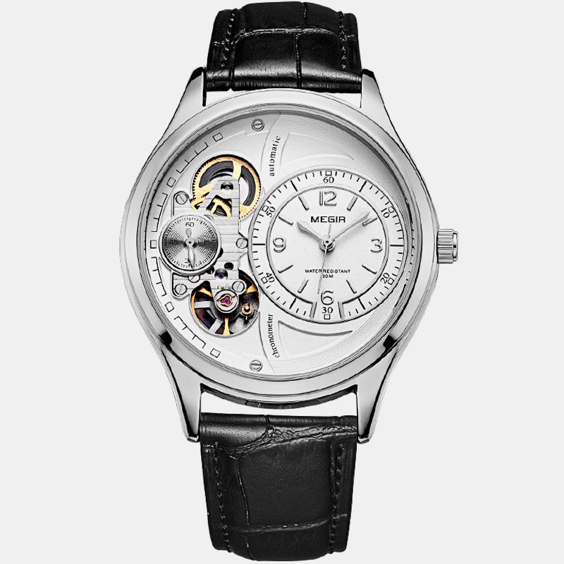 Business Style Mænd Armbåndsur Hollow Dial Automatisk Mekanisk Ur