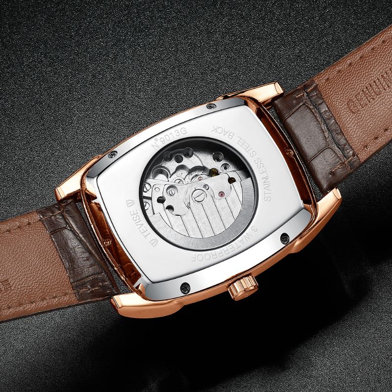 Business Style Mænd Armbåndsur Moonphase Dato Display Automatisk Mekanisk Ur