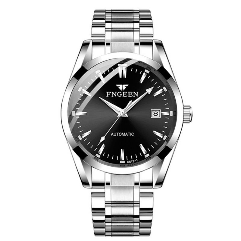 Mode Mænd Business Style Full Steel Watch Lysende Display Automatisk Mekanisk Ur