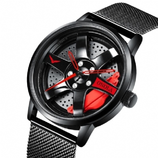 3d Hule Hjulnav Design Vandtæt Mode Full Steel Herreur Quartz Watch