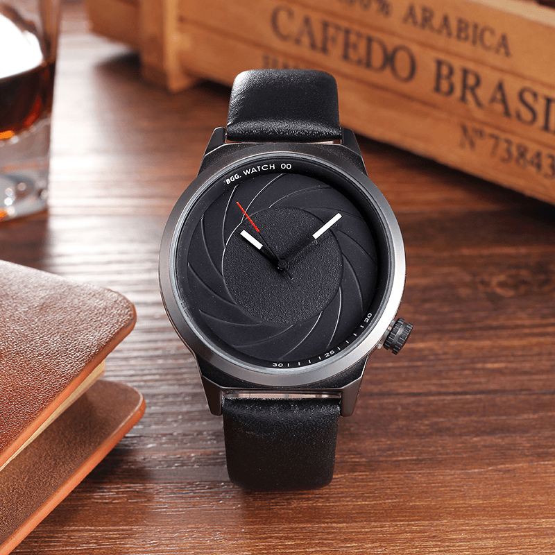 Bgg Mode Leather Mesh Strap Creative Dial Herreur Quartz Watch