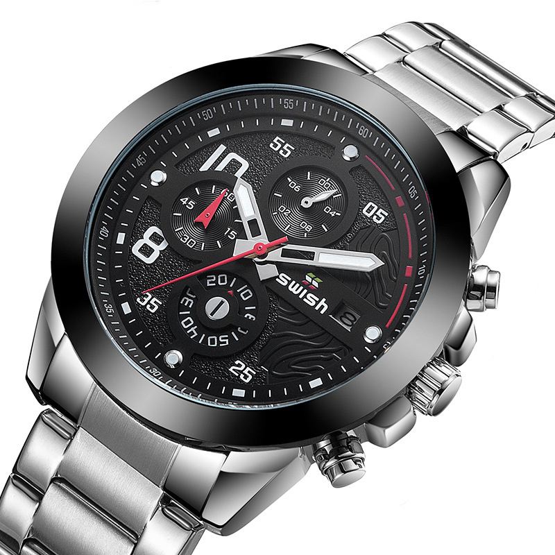 Business 3atm Vandtæt Lysende Dato Display Chronograph Herre Quartz Watch