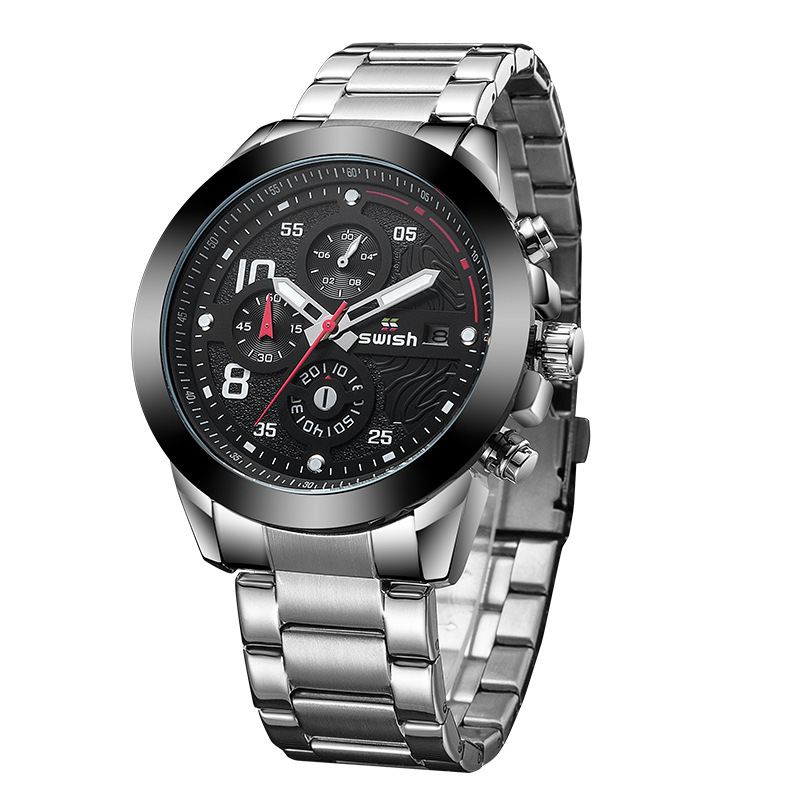 Business 3atm Vandtæt Lysende Dato Display Chronograph Herre Quartz Watch