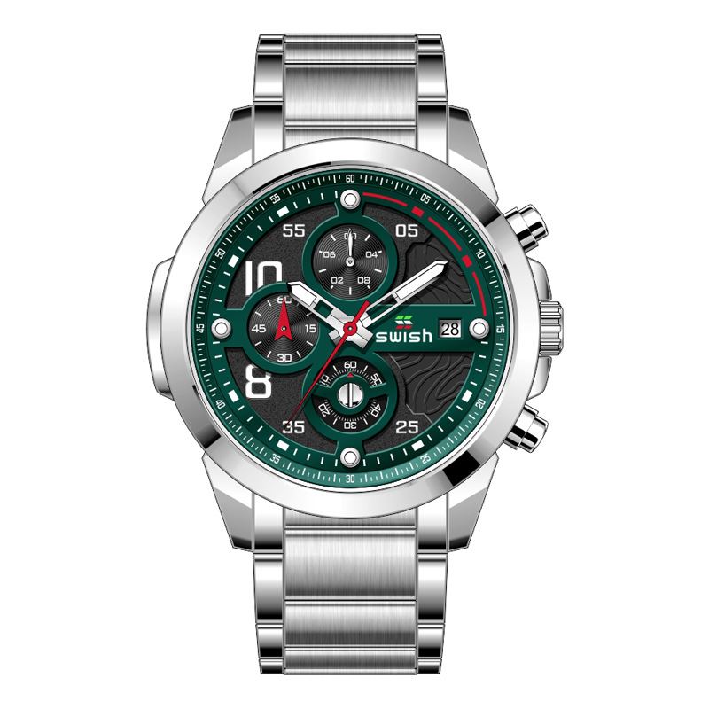 Business 3atm Vandtæt Lysende Dato Display Chronograph Herre Quartz Watch