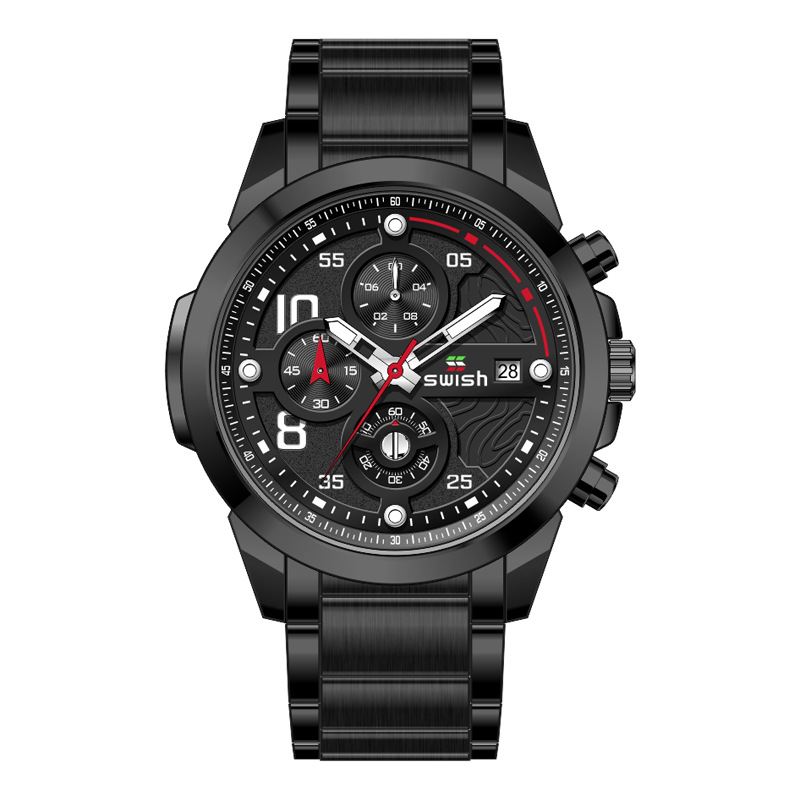 Business 3atm Vandtæt Lysende Dato Display Chronograph Herre Quartz Watch