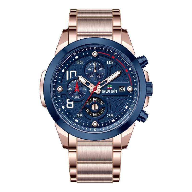 Business 3atm Vandtæt Lysende Dato Display Chronograph Herre Quartz Watch