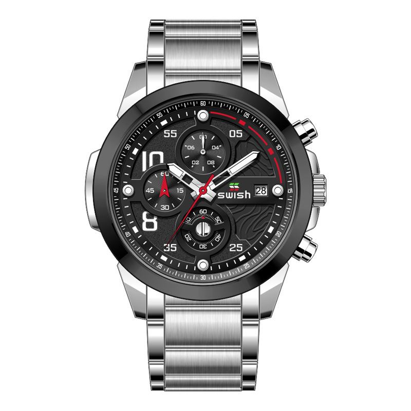 Business 3atm Vandtæt Lysende Dato Display Chronograph Herre Quartz Watch