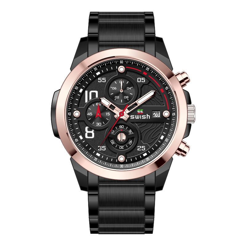 Business 3atm Vandtæt Lysende Dato Display Chronograph Herre Quartz Watch