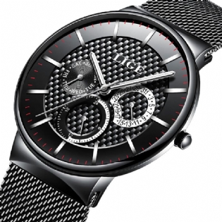 Business Casual Herreur Vandtæt Lysende Dato Uge Display Quartz Watch