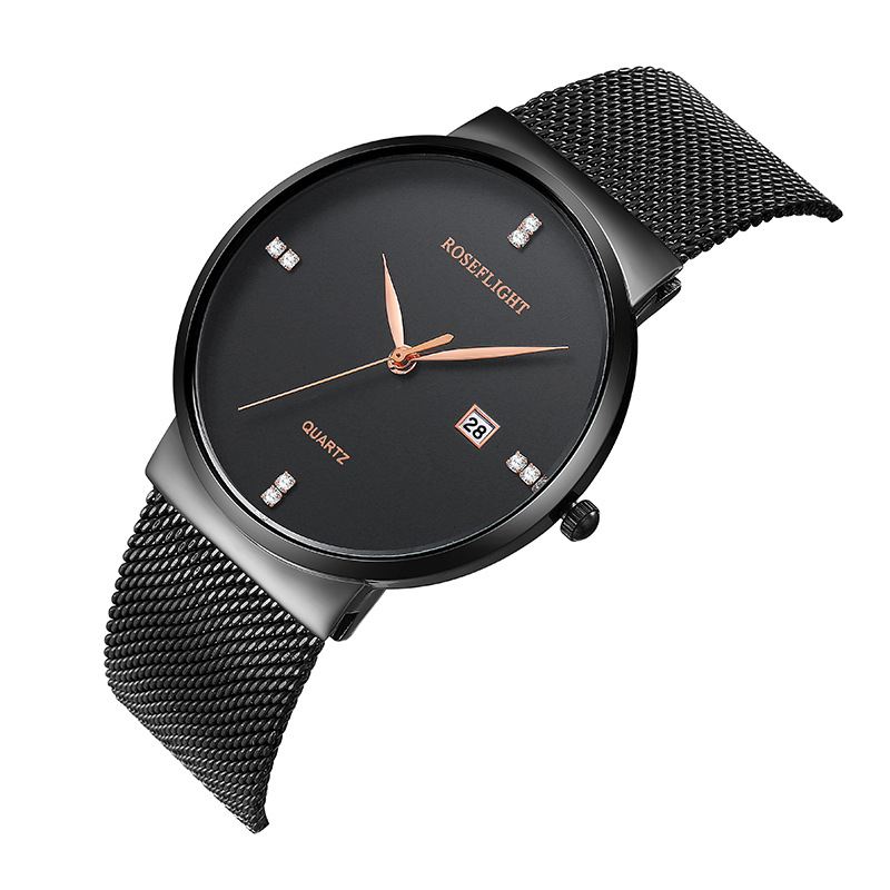 Business Casual Mænd Rustfrit Stål Band Data Display Vandtæt Quartz Watch