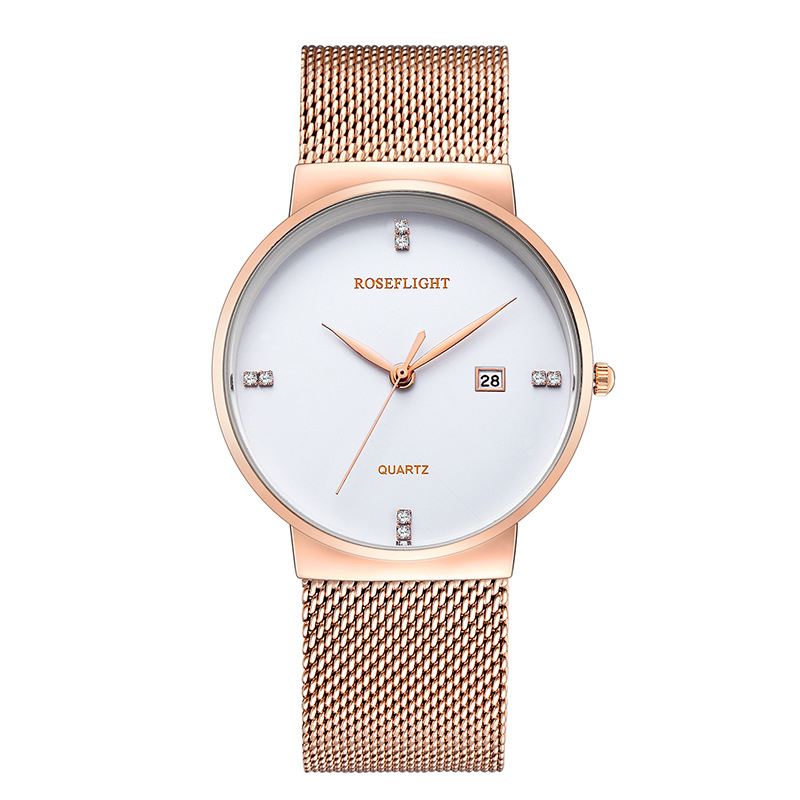 Business Casual Mænd Rustfrit Stål Band Data Display Vandtæt Quartz Watch