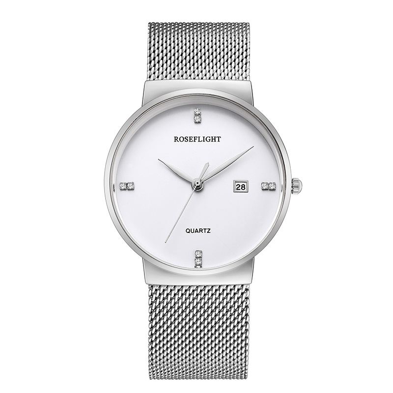 Business Casual Mænd Rustfrit Stål Band Data Display Vandtæt Quartz Watch