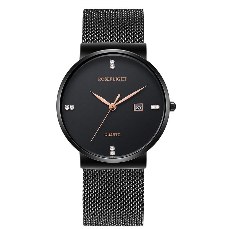 Business Casual Mænd Rustfrit Stål Band Data Display Vandtæt Quartz Watch