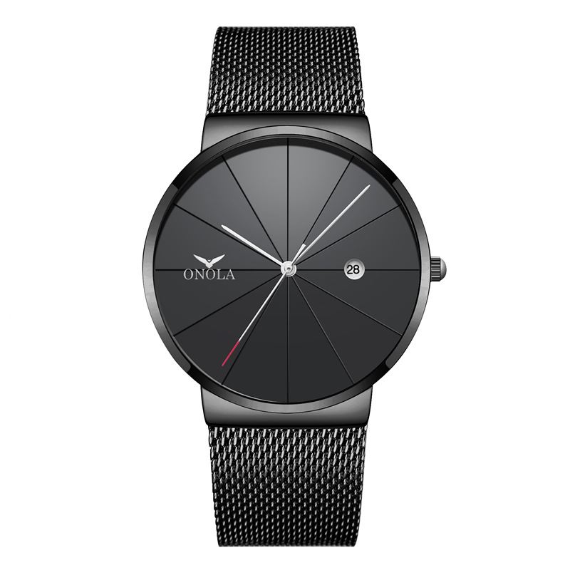 Business Casual Mesh Band Kalender Vandtæt Herre Quartz Watch Armbåndsur