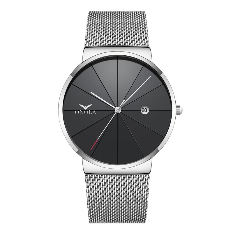 Business Casual Mesh Band Kalender Vandtæt Herre Quartz Watch Armbåndsur