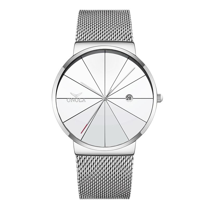 Business Casual Mesh Band Kalender Vandtæt Herre Quartz Watch Armbåndsur