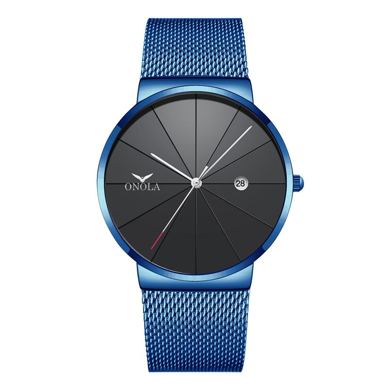 Business Casual Mesh Band Kalender Vandtæt Herre Quartz Watch Armbåndsur