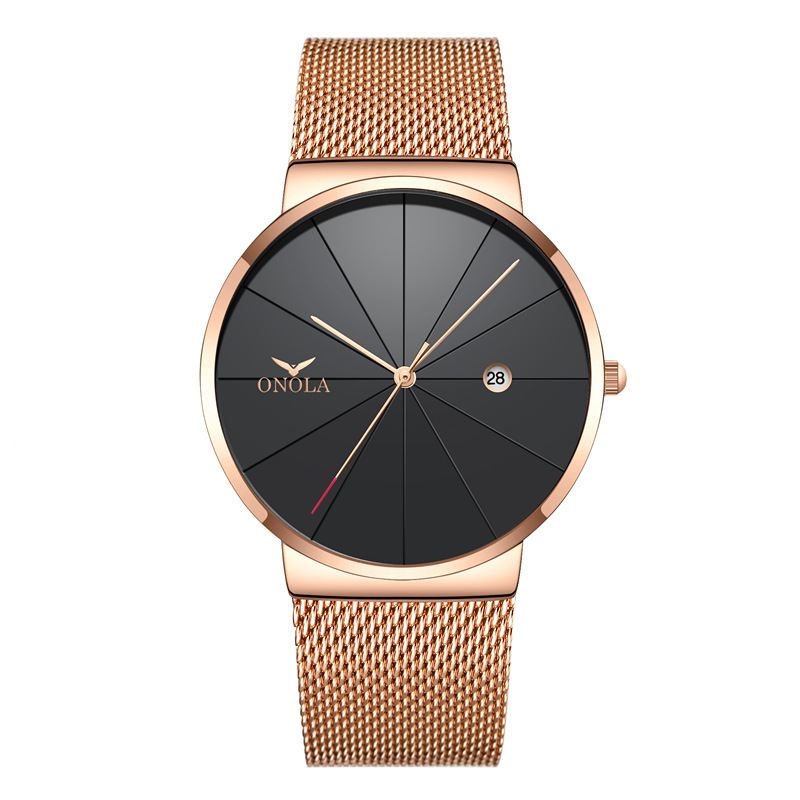 Business Casual Mesh Band Kalender Vandtæt Herre Quartz Watch Armbåndsur