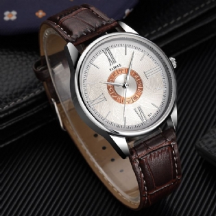 Business Mænd Watch Læder Band Constellation Icons Vandtæt Quartz Watch