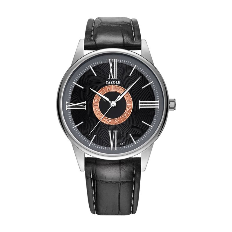 Business Mænd Watch Læder Band Constellation Icons Vandtæt Quartz Watch