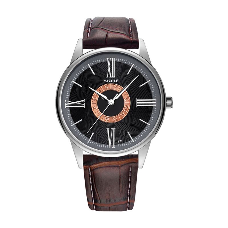 Business Mænd Watch Læder Band Constellation Icons Vandtæt Quartz Watch