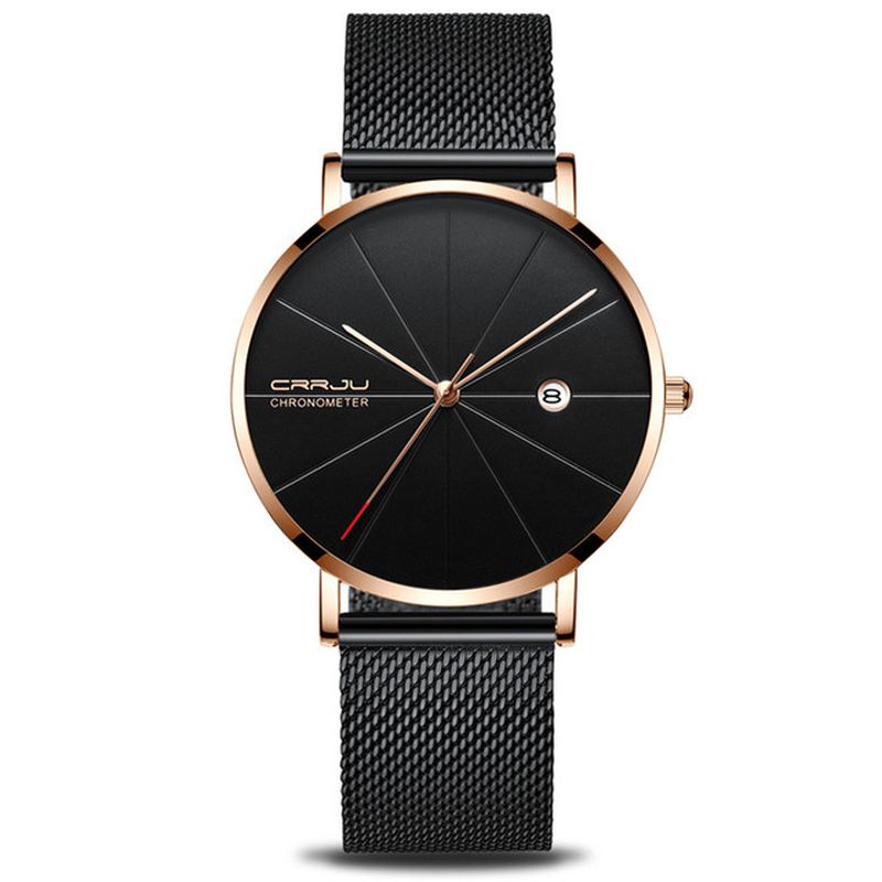 Business Style Mænd Armbåndsur Dato Vis Analog Fuld Steel Quartz Watch