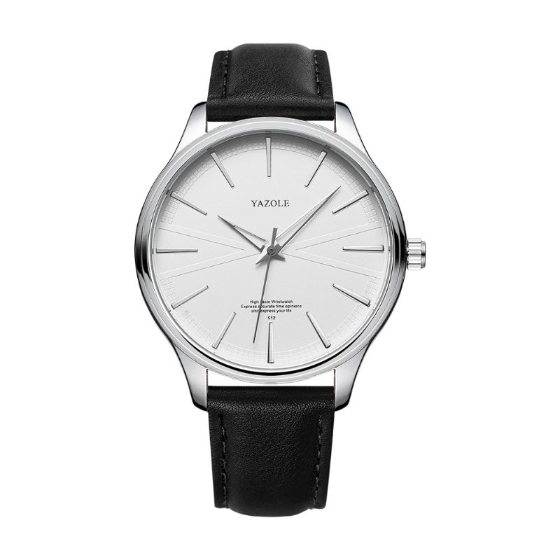 Business Style Simple Dial Clean Lines Læderrem Herre Quartz Watch