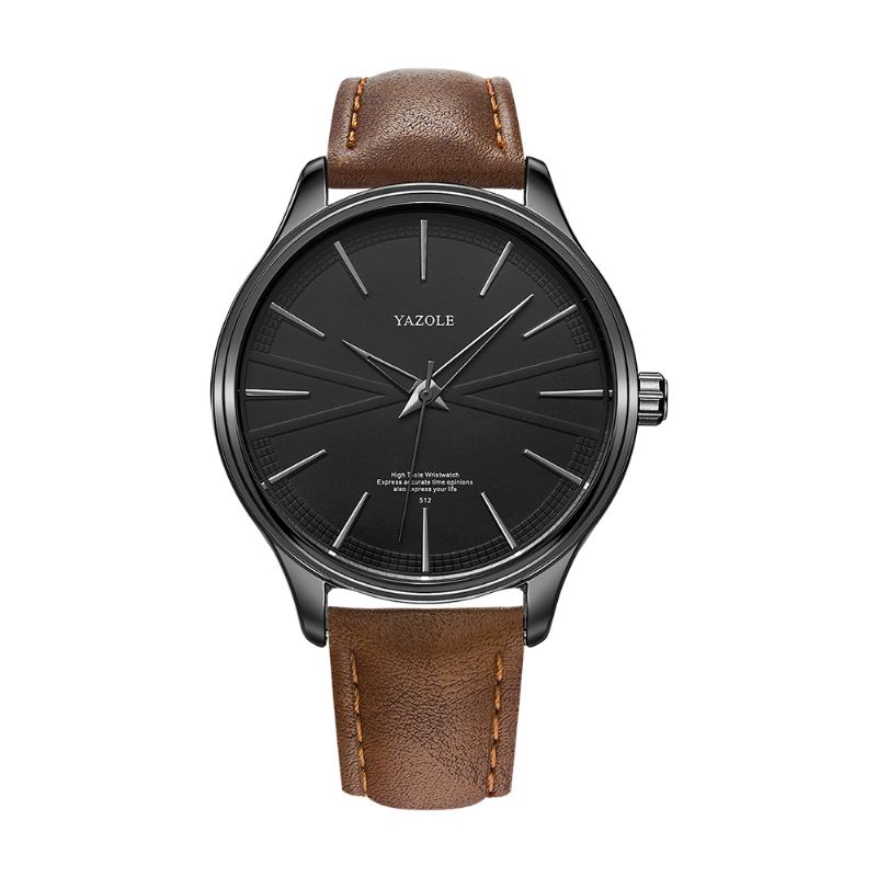 Business Style Simple Dial Clean Lines Læderrem Herre Quartz Watch