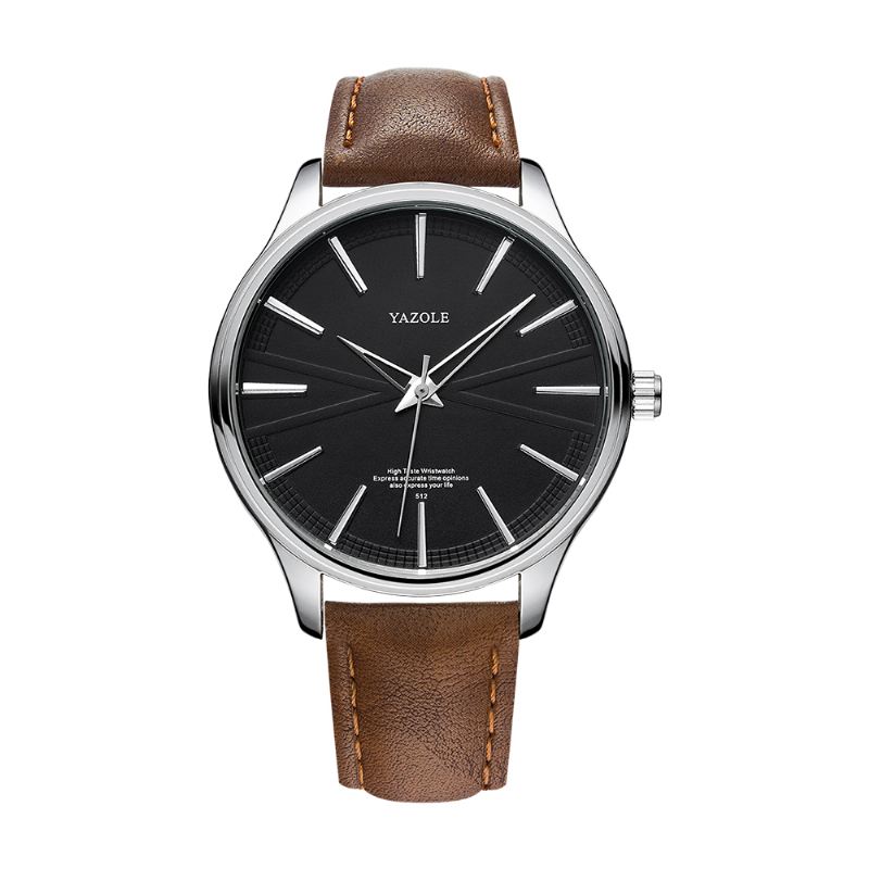 Business Style Simple Dial Clean Lines Læderrem Herre Quartz Watch