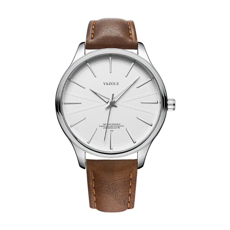 Business Style Simple Dial Clean Lines Læderrem Herre Quartz Watch