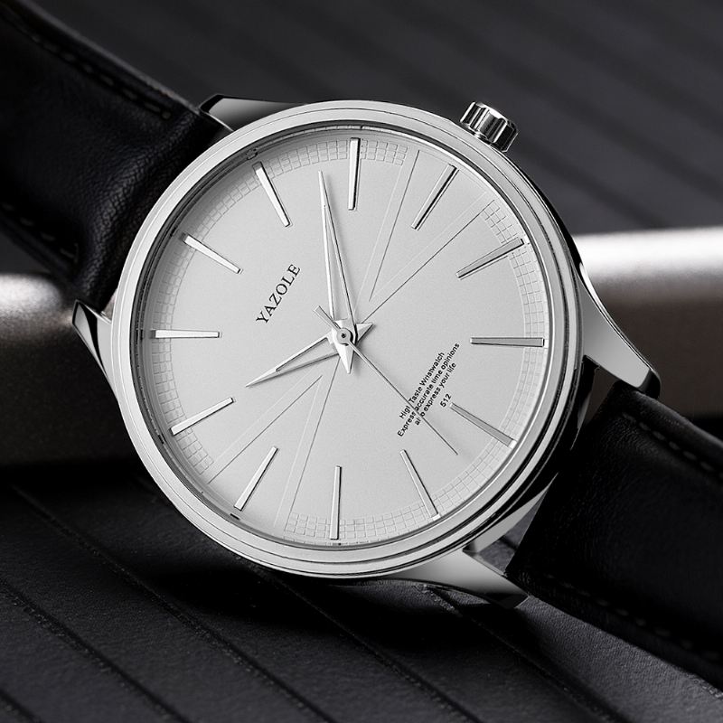 Business Style Simple Dial Clean Lines Læderrem Herre Quartz Watch